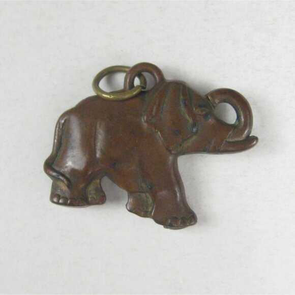 Vintage Bronze Elephant Pendant Charm Animal - Picture 4 of 4